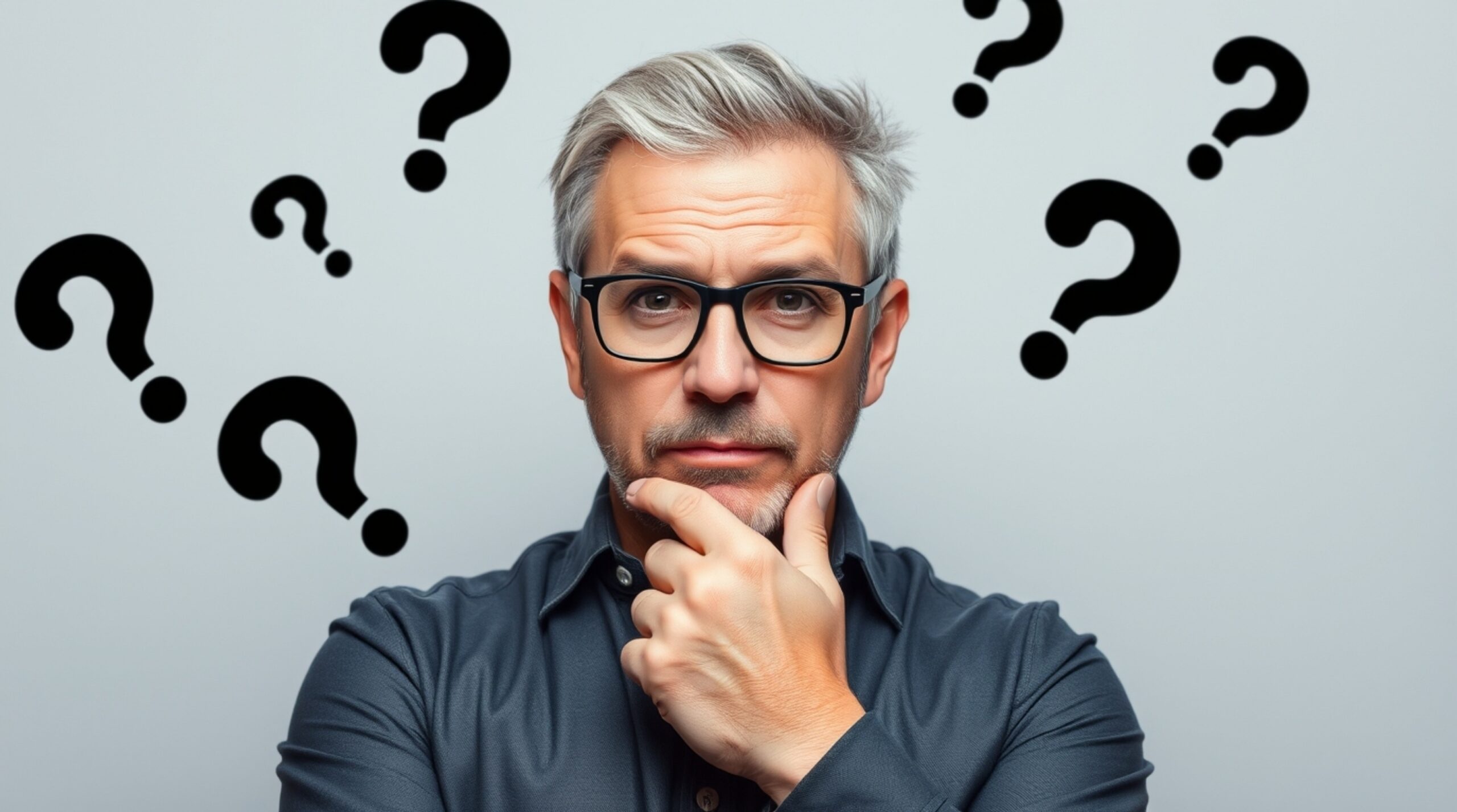man with question mark on head man with question mark on head